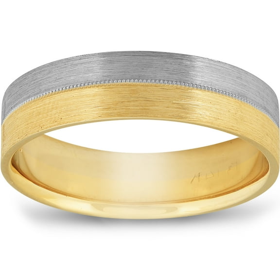 Pompeii Matte Finish Two Tone Wedding Band 14K Gold (,)