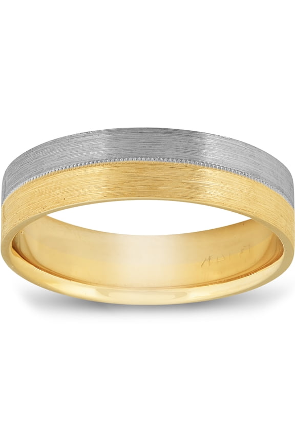 Pompeii Matte Finish Two Tone Wedding Band 14K Gold (,)