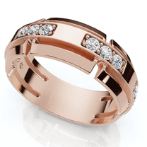 Pompeii Men's 1/2Ct 7mm Wide Interlocked Diamond Wedding Ring 14k Gold Lab Grown