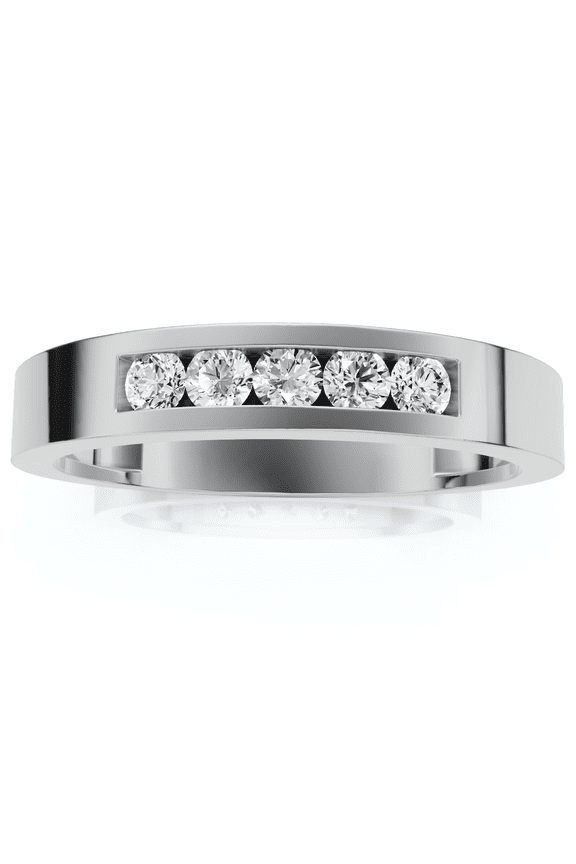 Pompeii Men's 1/4Ct Channel Set Diamond Wedding Ring 14k Gold Lab Grown (E/F,VS1-VS2)