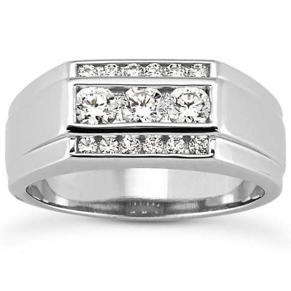 Pompeii Men's 1 Ct T.W. Diamond Ring 10k White Gold (H/I,I1-I2)