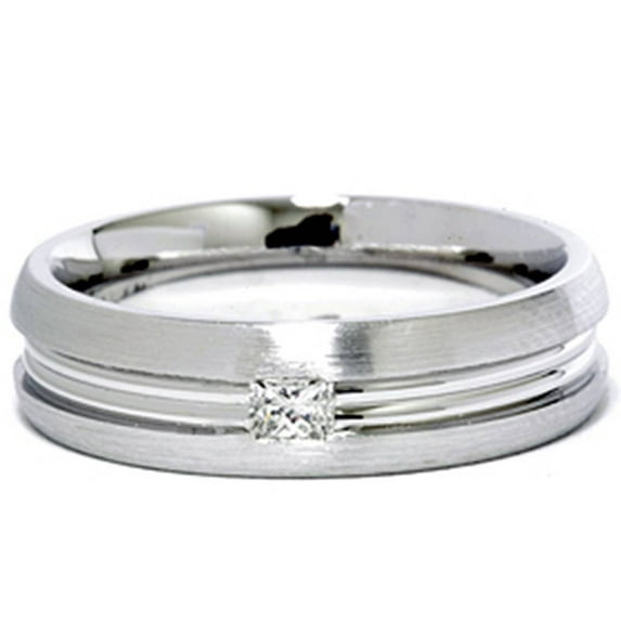 Pompeii Men's 14K White Gold Princess Diamond Wedding Band Ring (F/G,VS)