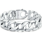 POMPEII3 Pompeii Men's 14k Gold (147gram) or Platinum (276gram) 20mm Diamond Bracelet 9"