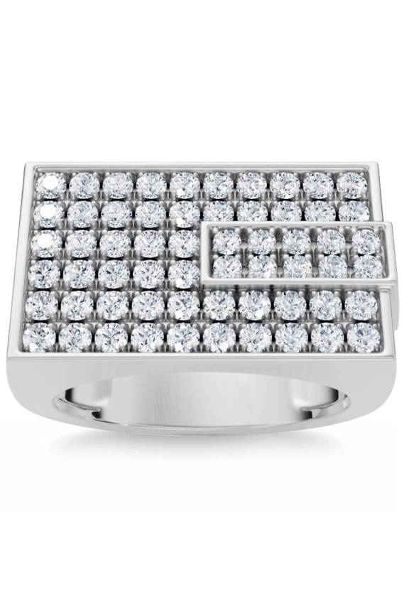 Pompeii Men's 1CT Diamond Rectangle Cluster Ring 10k Gold Lab Grown (F/G,VS1-VS2)