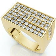 Pompeii Mens 1CT Diamond Rectangle Cluster Ring 10k Yellow Gold H,I1-I2