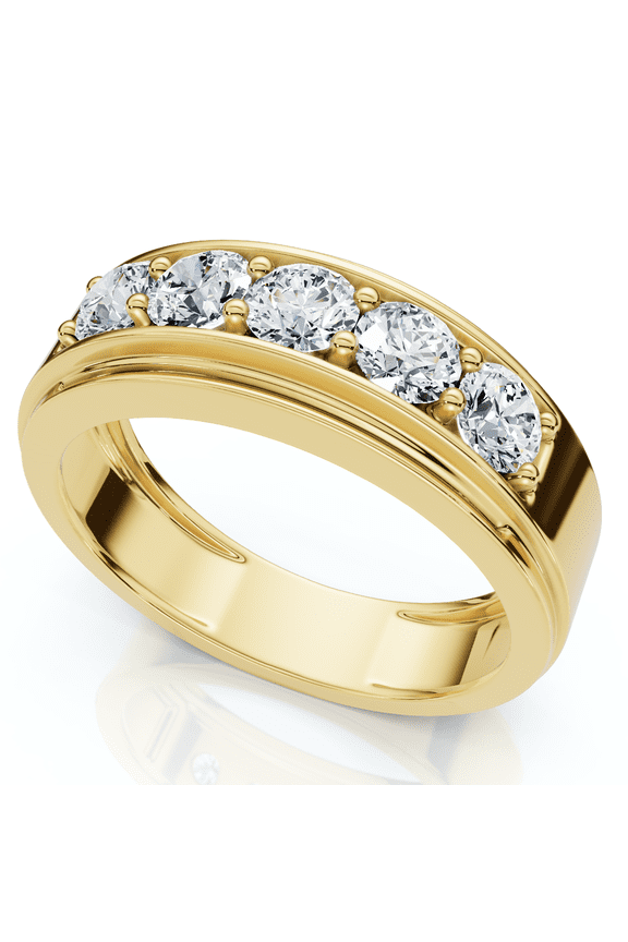 Pompeii Men's 1Ct TW Five Stone Diamond Wedding Ring 14k Gold or Platinum Lab Grown