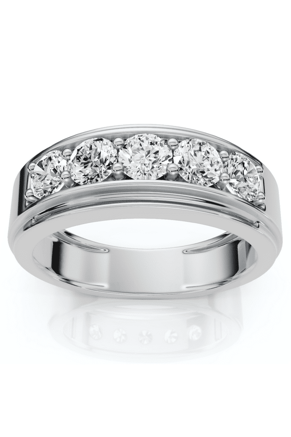 Pompeii Men's 1Ct TW Five Stone Diamond Wedding Ring 14k Gold or Platinum Lab Grown