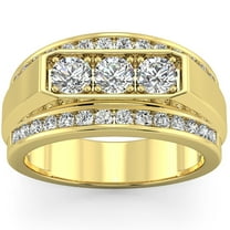 Pompeii Men's 2 CT. T.W. Lab Grown Diamond Border Three Stone Ring in 14K Gold