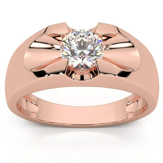 Pompeii Men's 3/4Ct Solitaire Diamond Wedding Anniversary Ring 14k Gold Band Lab Grown