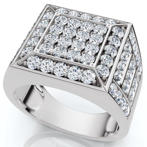Pompeii Men's 3Ct Square Diamond Fashion Pinky Ring 10k Gold Lab Grown (F/G,VS1-VS2)