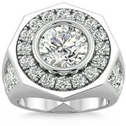 POMPEII3 Pompeii Men's 8 1/2Ct Diamond Hexagon Anniversary Pinkie Ring Gold Lab Grown (F/G,VS2-SI1)