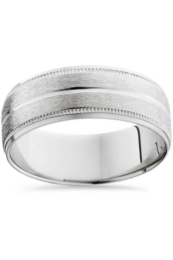Pompeii Men's 8mm Platinum Satin Wedding Band Bands Mens Rings (,)