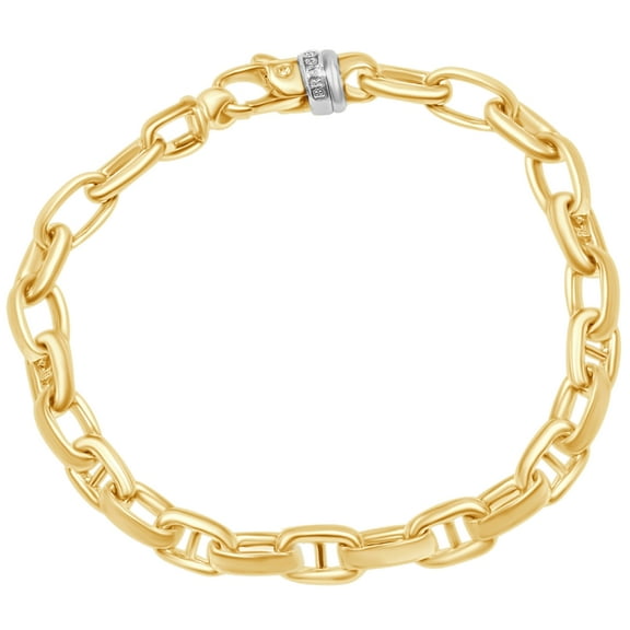 Pompeii Men's Anchor & Round Link 14k Gold (43gram) or Platinum (69gram) 7.5-8mm Bracelet