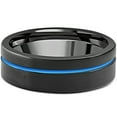 thumbnail image 1 of Pompeii Men's Black & Blue Inlay Tungsten Ring Brushed Ring 8mm Wedding Band (,), 1 of 3