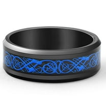 Pompeii Men's Blue Dragon Black Tungsten Ring 8mm Wedding Band (,)