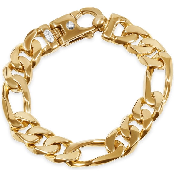 Pompeii Men's Figaro Link 14k Gold (79gram) or Platinum (123gram) 13.5mm Bracelet 8.5" (,)
