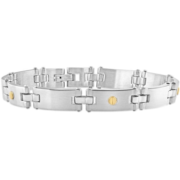 Pompeii Men's Polished Steel And Dark Gold Two Tone Flexible 8mm Link 8.5 " Bracelet (,)