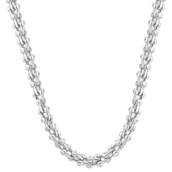 Pompeii Men's Polished Steel Clasp 9mm Flexible Link 24" Chain (,)