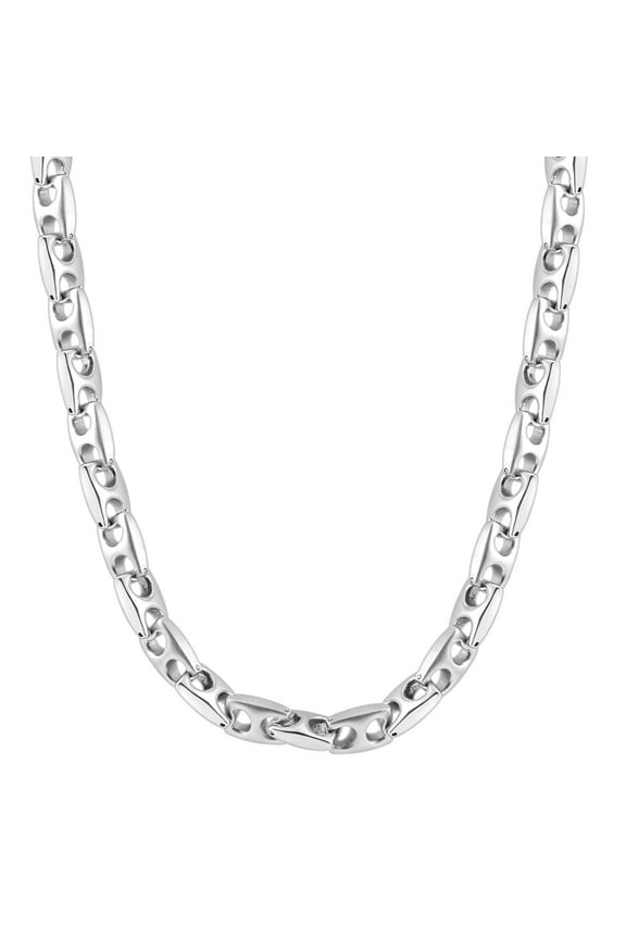 Pompeii Men's Polished Steel Clasp Mariner 9.5mm Flexible Link 24" Chain (,)