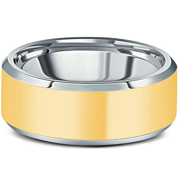 Pompeii Men's Polished Tungsten & Gold Plated Two Tone 8mm Ring Wedding Band (,)