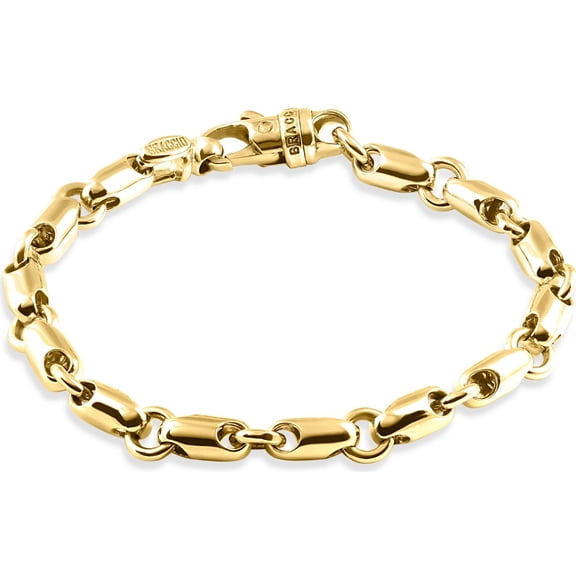 Pompeii Men's Rounded Seed 14k Gold (42gram) or Platinum (68gram) 7mm Link Bracelet 8.5"