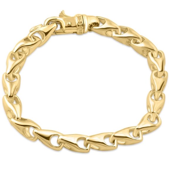 Pompeii Men's Rounded Seed 14k Gold (53gram) or Platinum (86gram) 8mm Link Bracelet 8.5"