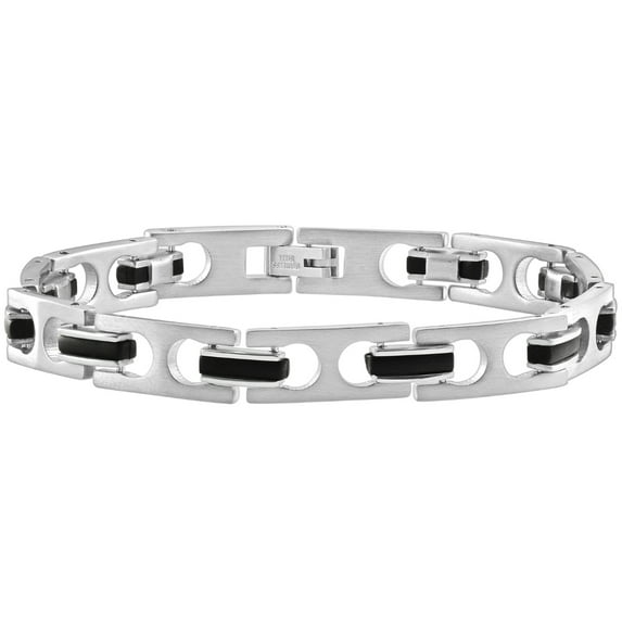 Pompeii Men's Two Tone Steel and Black 8.5" 8.5mm Bracelet (,)