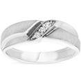 thumbnail image 1 of Pompeii Mens 1/10ct White Gold Diamond Ring Contour Brushed Three Stone Wedding Band, 1 of 5