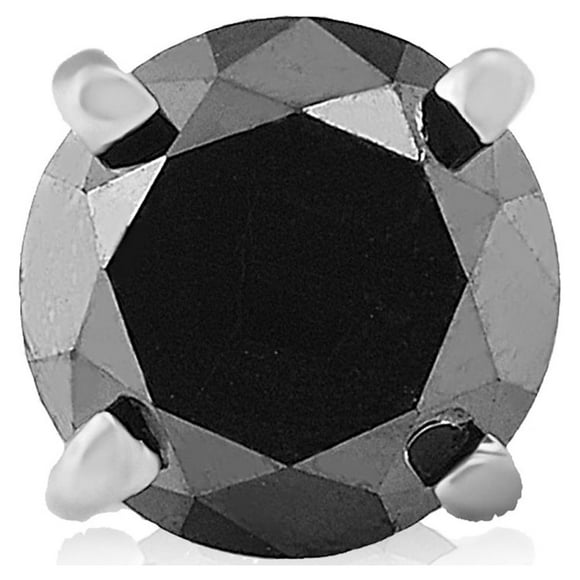Mens 1/2ct Black Diamond Stud Earring 14K White Gold