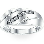 POMPEII3 Pompeii Mens 1/3ct Diamond Wedding Ring 10k White Gold Anniversary Band (H/I,I1-I2)