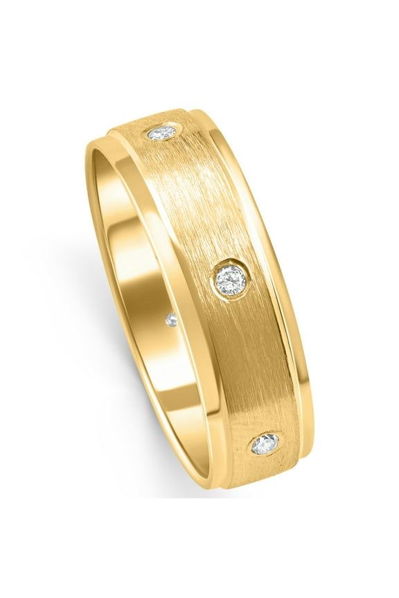 Pompeii Mens 1/4ct 14K Gold Diamond Comfort Fit Brushed Wedding Ring (G/H,SI)