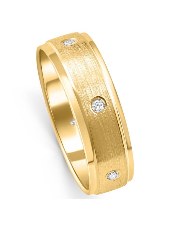 Pompeii Mens 1/4ct 14K Gold Diamond Comfort Fit Brushed Wedding Ring (G/H,SI)