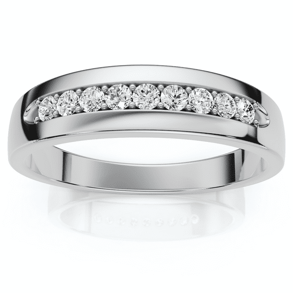 Pompeii Mens 1/4ct Diamond Wedding Ring 10k White Gold Anniversary Band (H/I,I1-I2)