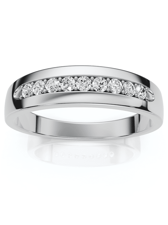 Pompeii Mens 1/4ct Diamond Wedding Ring 10k White Gold Anniversary Band (H/I,I1-I2)