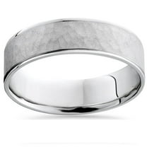Pompeii Mens 10k White Gold Hammered Comfort Fit Wedding Band Ring (,)