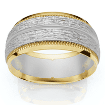 Pompeii Mens 14K Gold 8mm Comfort Fit Two Tone Wedding Band (,)