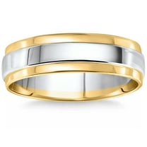 Pompeii Mens 14K Gold Two Tone High Polished Wedding Band New (,)