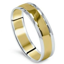 Pompeii Mens 14K Gold Two Tone Plain Polished Wedding Band Ring (,)