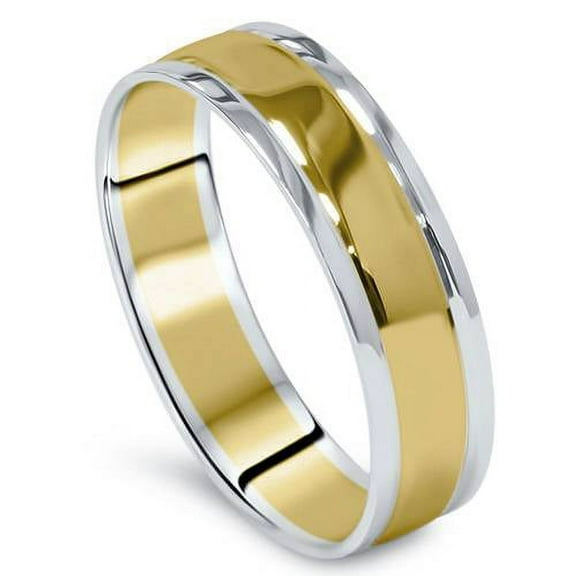 Pompeii Mens 14K Gold Two Tone Plain Polished Wedding Band Ring (,)