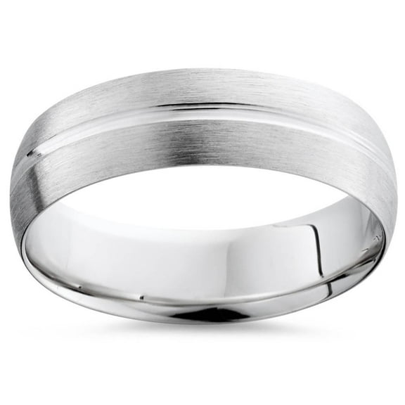 Pompeii Mens 14K White Gold Brushed Comfort Fit Wedding Band (,)
