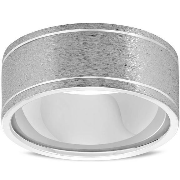 Pompeii Mens 14K White Gold Comfort Fit Brushed New Wedding Ring Band (,)