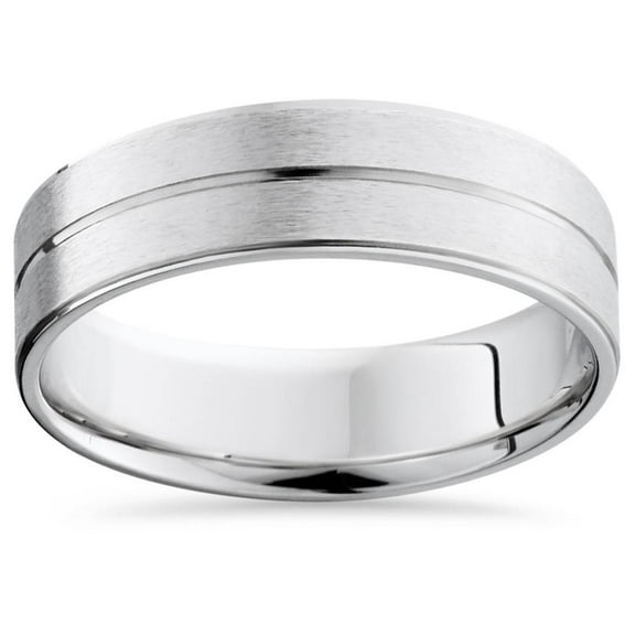 Pompeii Mens 14K White Gold Flat Comfort Fit Wedding Ring Band (,)