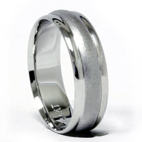 Pompeii Mens 14K White Gold Satin 6mm Wedding Ring New Band (,)