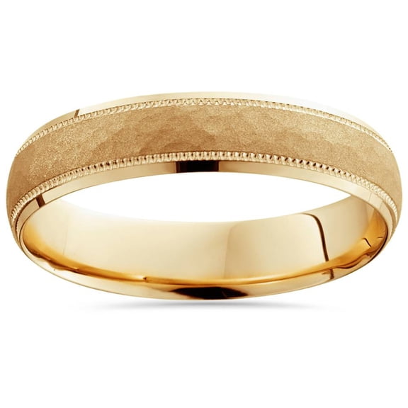 Pompeii Mens 14K Yellow Gold Hammered 5mm Wedding Band (,)