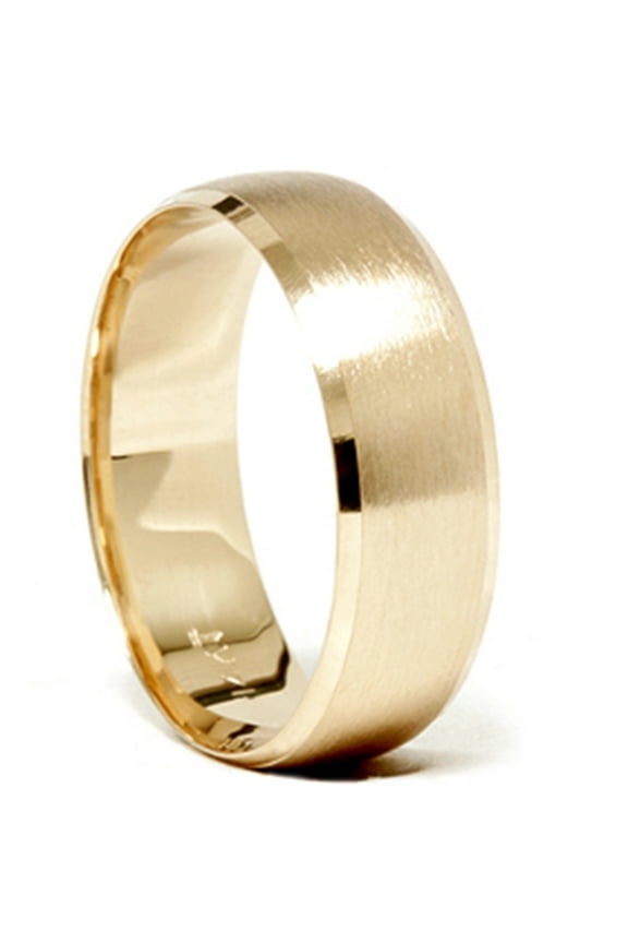 Pompeii Mens 14k Gold 8mm Beveled Brushed Wedding Ring Band New (,)