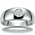 thumbnail image 1 of Pompeii Mens 14k White Gold 1/2ct Solitaire Bezel Round Diamond Wedding Anniversary Ring, 1 of 5