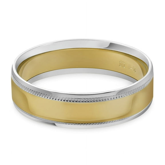 Pompeii Mens 14k White & Yellow Gold 6MM Wedding Band Ring Two Tone (,)