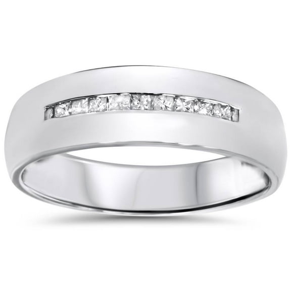 Pompeii Mens 5.5mm 1/6ct Princess Cut Diamond Wedding Ring 10K White Gold (H/I,I2-I3)
