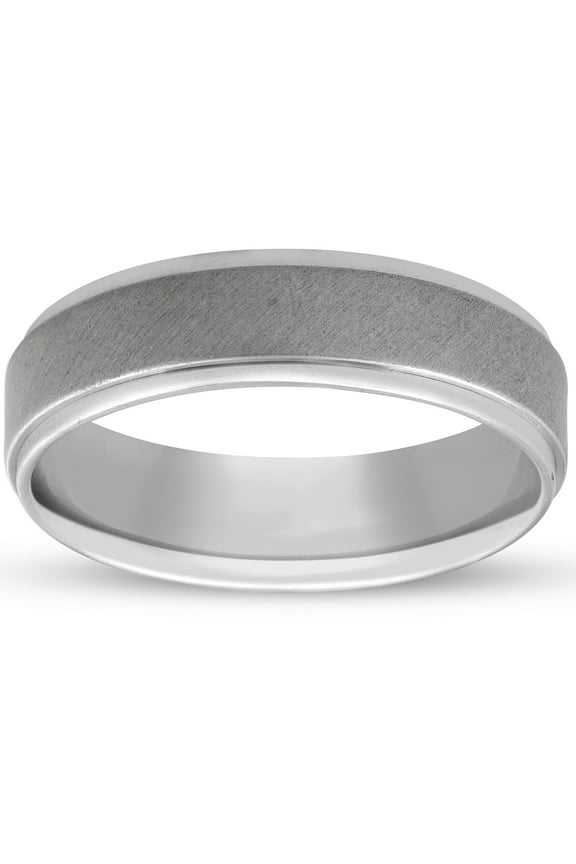 Pompeii Mens 6mm Platinum Comfort Fit Brushed Ring Hand Carved Wedding Band (,)