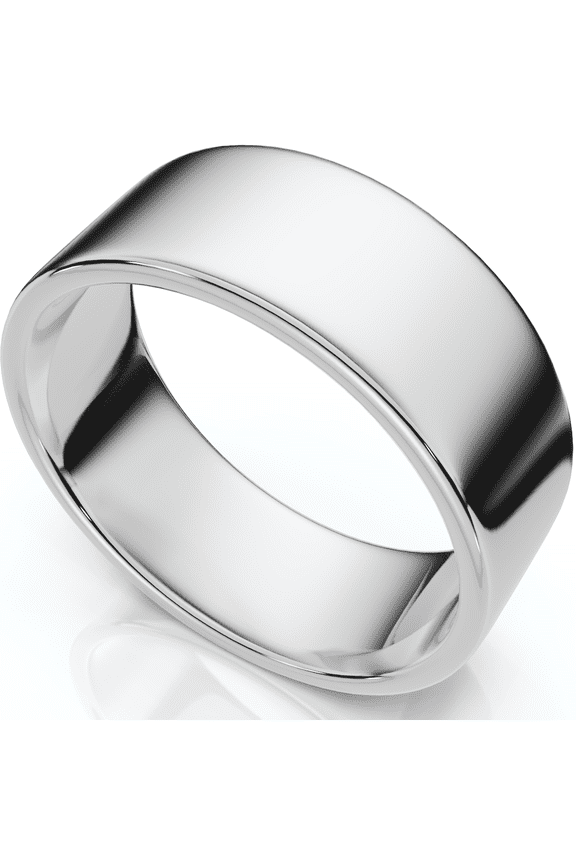 Pompeii Mens 8mm Flat 950 Platinum Comfort Wedding Ring Band (,)
